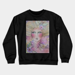 ART DECO PASTEL FAIRY DOLLY GIRL ROSES FLORAL FLOWERS Crewneck Sweatshirt